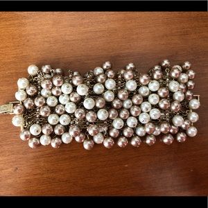 Stella & Dot 2 tone pearl bracelet cuff